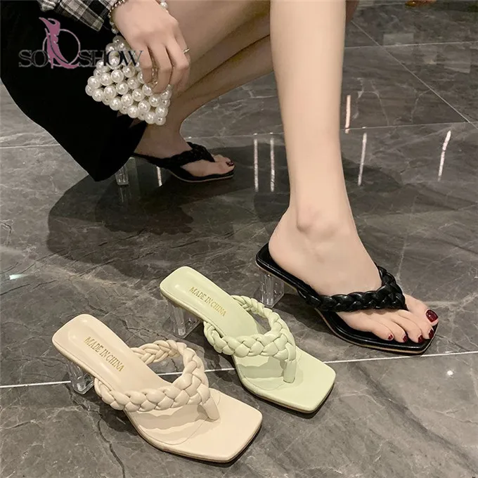 China wholesale Big size woven slippers for girls high heel sandals with transparent heels for ladies
China wholesale Big size woven slippers for girls high heel sandals with transparent heels for ladies