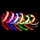 Led Light Nylon Usb Rechargeable Flashing Adjustable Pet Collar For Dogs