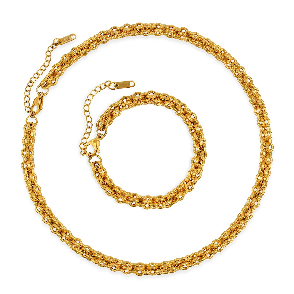 Tarnish Jewelry Set 18K Gold Stainless Steel Chunky Keel Chain Necklace Bracelet Titanium Steel Lantern Chain Necklaces YF3359
Tarnish Jewelry Set 18K Gold Stainless Steel Chunky Keel Chain Necklace Bracelet Titanium Steel Lantern Chain Necklaces YF3359