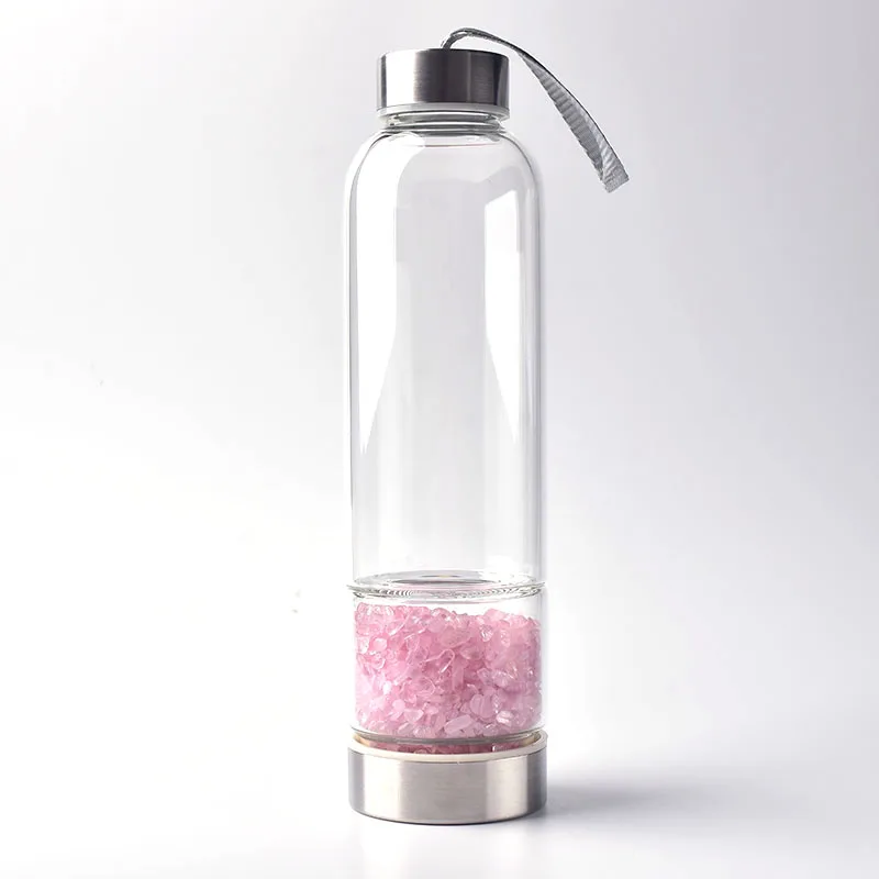 

Wholesale Glass Healing Crystal Water Drink Bottle Elixir Infuser Gemstone, Transparent