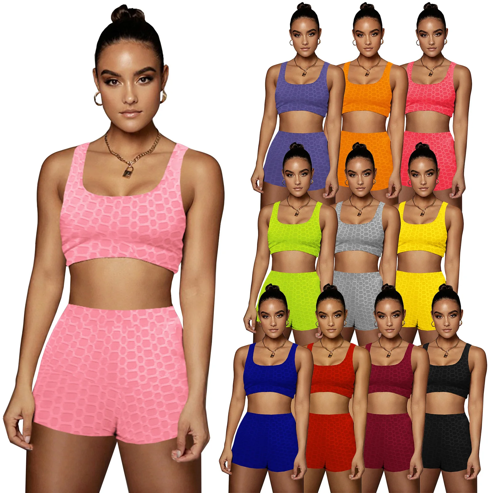 2021 Summer Tank Tops sweat suit Crop Tops Shorts legging Women's 2 Piece Sets tracksuits Outfits 2021 Yoga Workout Sets
2021 Summer Tank Tops sweat suit Crop Tops Shorts legging Women's 2 Piece Sets tracksuits Outfits 2021 Yoga Workout Sets