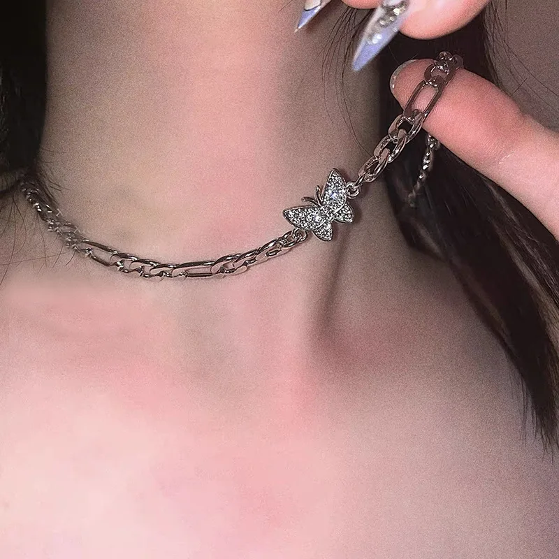 stainless steel crystal butterfly flat chain necklace crystal butterfly choker necklace for women female, Picture
stainless steel crystal butterfly flat chain necklace crystal butterfly choker necklace for women female, Picture