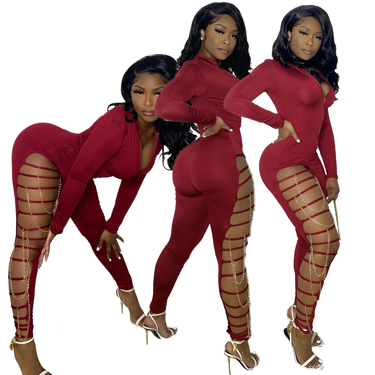 women 2021 Full Sleeve Hollow Out Chain One Piece Tube Jumpsuit Deep V Neck One Piece Bodycon Cheap Price Fall Streetwear
women 2021 Full Sleeve Hollow Out Chain One Piece Tube Jumpsuit Deep V Neck One Piece Bodycon Cheap Price Fall Streetwear