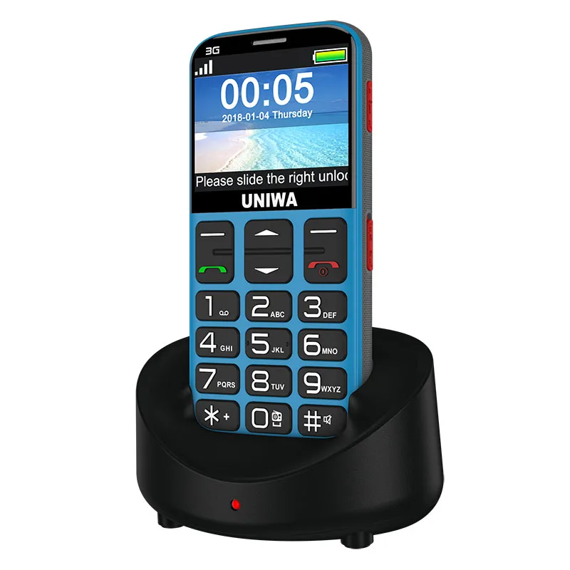 

Smooth Large Display Feature Phone UNIWA V808G 2.31 Inch Screen Big Button 3G Senior Phone For Elderly, Black, blue, grey