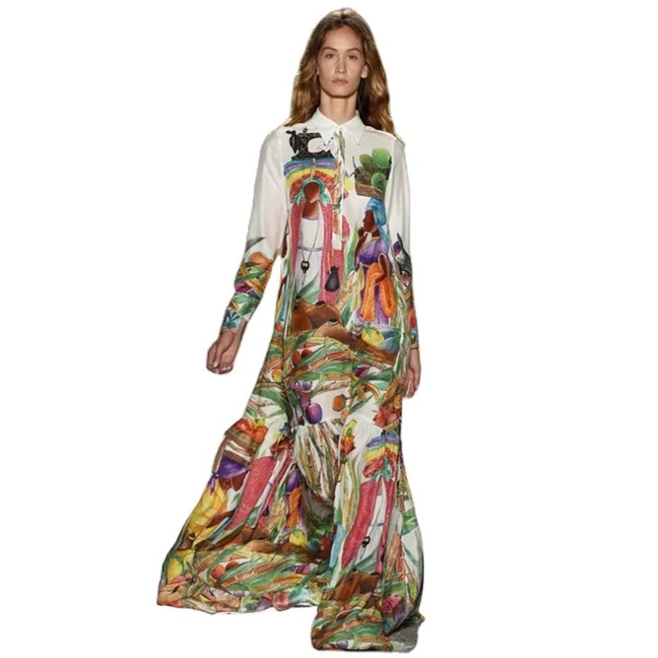 Women Long Dress 2019 Summer Fashion Printed Long Sleeve Maxi Dresses Elegant Turn Down Collar Bohemian Pleated dress
Women Long Dress 2019 Summer Fashion Printed Long Sleeve Maxi Dresses Elegant Turn Down Collar Bohemian Pleated dress