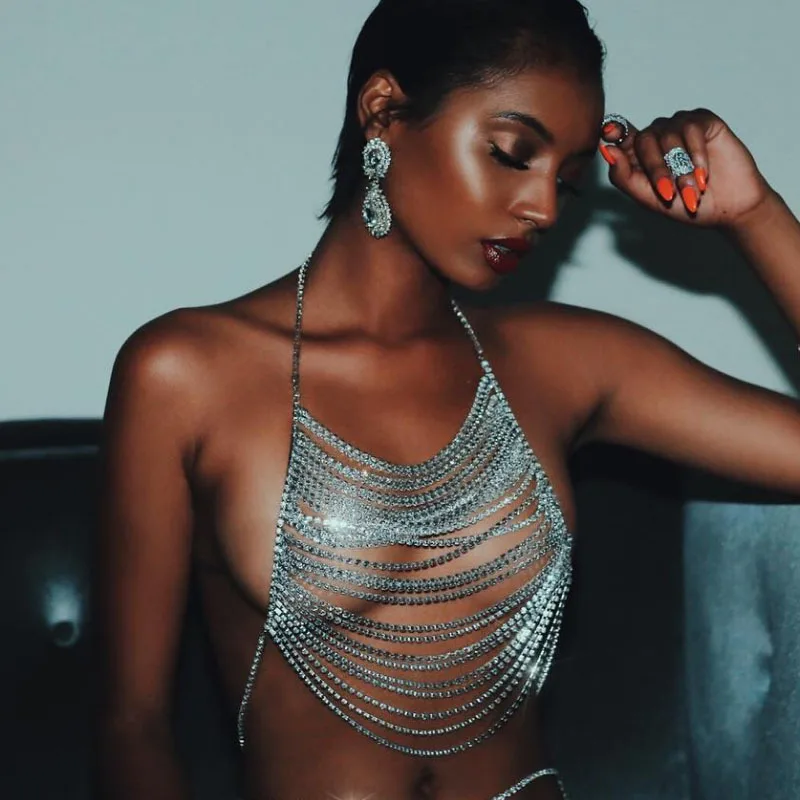 Women Shiny Crystal Tassel Body Chain Party Gift Sexy Multi-layer Rhinestone Body Bra Chain Jewelry (SK1346), Gold/silver
Women Shiny Crystal Tassel Body Chain Party Gift Sexy Multi-layer Rhinestone Body Bra Chain Jewelry (SK1346), Gold/silver