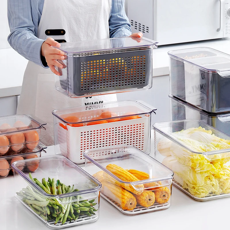 Pullable Refrigerator Storage Box Fridge Organizer Bins Pull-out Fridge Draw Stackable Fridge Storage Box Bins With Drain Basket, Transparent+white/grey
Pullable Refrigerator Storage Box Fridge Organizer Bins Pull-out Fridge Draw Stackable Fridge Storage Box Bins With Drain Basket, Transparent+white/grey