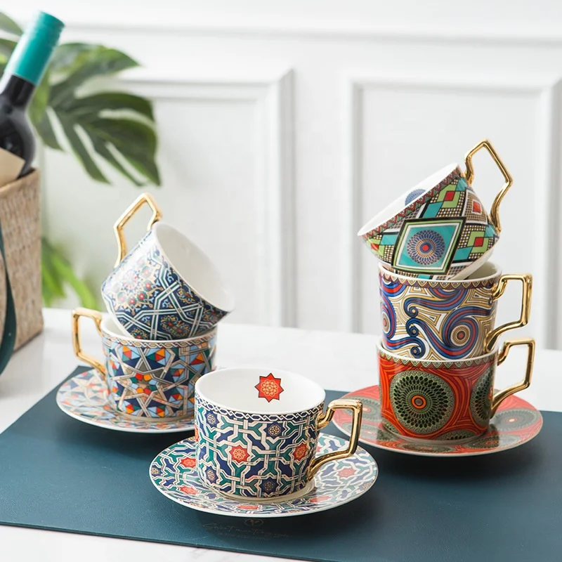 New Design European Light Luxury Mosaic Pattern Ceramic Coffee Tea Cup Saucers
New Design European Light Luxury Mosaic Pattern Ceramic Coffee Tea Cup Saucers