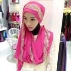 2020 factory stock Hawei Home brand muslim shawl pereal chiffon hijab Gold lace long scarf