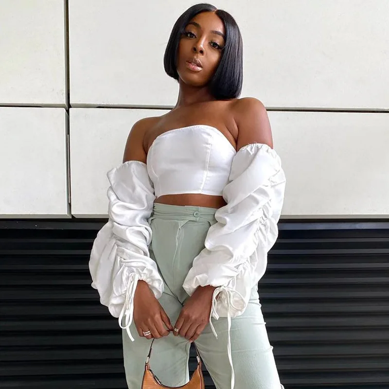 Dvacaman Fashion New Designer 2021 Sexy Elegant Drawstring Ruffles Women Crop Top Puff Sleeve Strapless Blouse Shirt, White
Dvacaman Fashion New Designer 2021 Sexy Elegant Drawstring Ruffles Women Crop Top Puff Sleeve Strapless Blouse Shirt, White