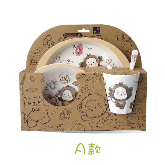 Children's tableware set creative cartoon bowl, plate, spoon, fork, cup, 5 piece tableware set in 100% Melamine, Customized
Children's tableware set creative cartoon bowl, plate, spoon, fork, cup, 5 piece tableware set in 100% Melamine, Customized