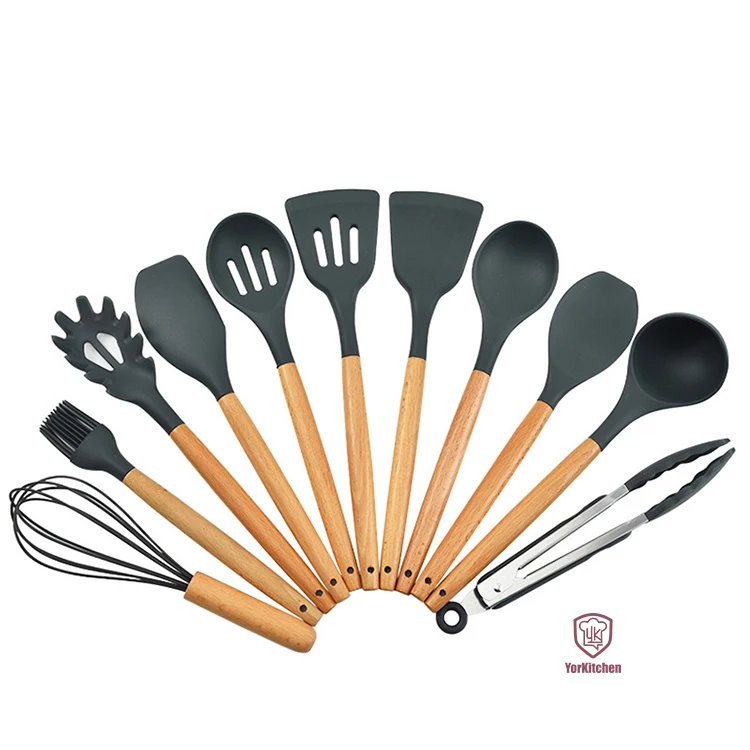 Bamboo Silicone Kitchen Utensil Set Cooking Utensil Set High Temperature Resistant Set Gray
Bamboo Silicone Kitchen Utensil Set Cooking Utensil Set High Temperature Resistant Set Gray