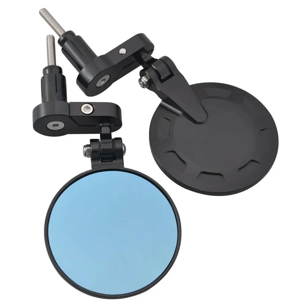 2Pcs Universal Motorcycle Mirror Aluminum Black 22mm Handle Bar End Rearview Side Mirrors Motor Accessories
