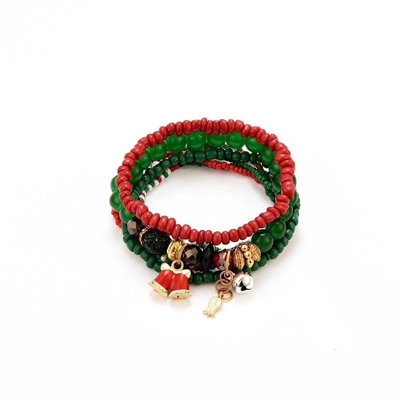 PUSHIFashion alloy and resin rice beads new multi - layer hand ring with bell Christmas tree
PUSHIFashion alloy and resin rice beads new multi - layer hand ring with bell Christmas tree