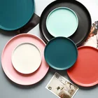Nordic Style Macaron Matte Ceramic Charger Plate Shallow Round Morandi Home Restaurant Dinner Plate/