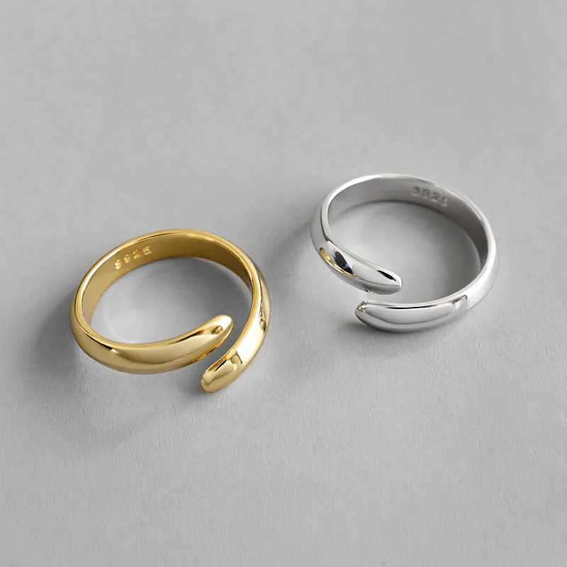 925 Sterling Silver Ring Minimalist Smooth Water Drop Opening Female Ring, Silver gold
925 Sterling Silver Ring Minimalist Smooth Water Drop Opening Female Ring, Silver gold