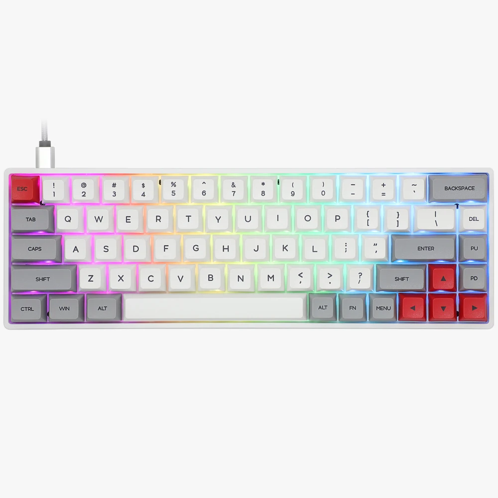 GK68 hotswappable blue switch SK68 wire mini multi language Tablet laptop mechanical keyboard, Black/ white
GK68 hotswappable blue switch SK68 wire mini multi language Tablet laptop mechanical keyboard, Black/ white