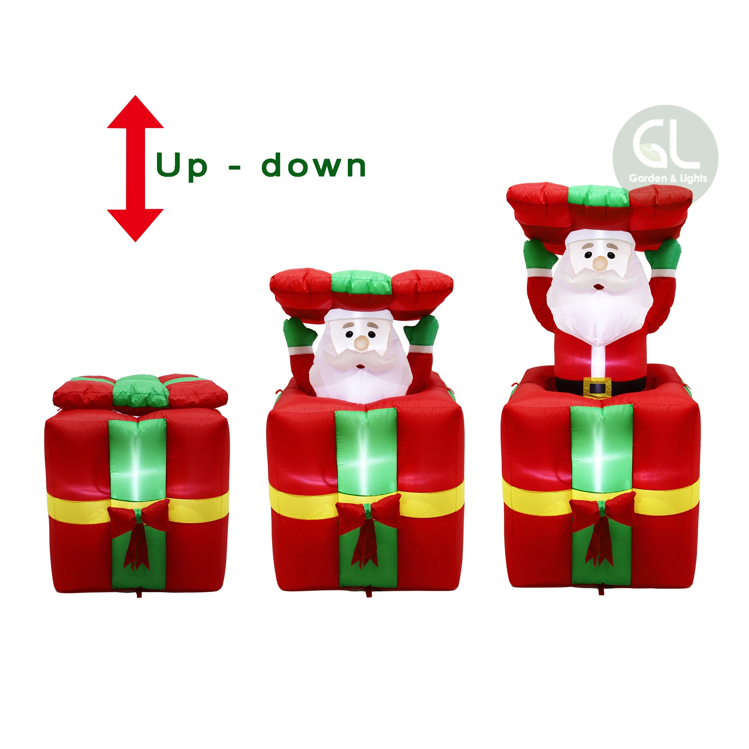 5ft pop up inflatable santa in giftbox, christmas