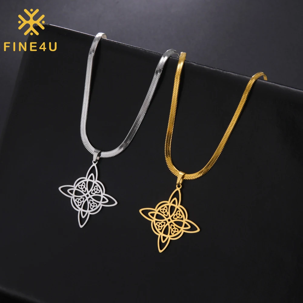 Trendy Women Gold Plated Jewelry Fashion Stainless Steel Snake Chain Witches Knot Pendant Necklace
Trendy Women Gold Plated Jewelry Fashion Stainless Steel Snake Chain Witches Knot Pendant Necklace
