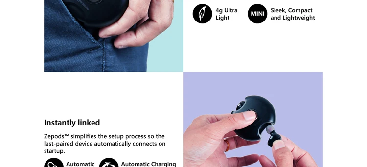 New Zeblaze Zepods TWS 5.0 Bluetooth Headset Wireless Call Smart Binaural Button Switch 500mAh Charging Box Wireless Charging - ANKUX.COM