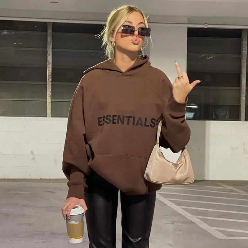 Women's Hoodie Brown Autumn Winter New Letter Printing Loose Hooded Multi Pocket Long Sleeved Hoodie Sweatshirt Wholesale, Customized color
Women's Hoodie Brown Autumn Winter New Letter Printing Loose Hooded Multi Pocket Long Sleeved Hoodie Sweatshirt Wholesale, Customized color