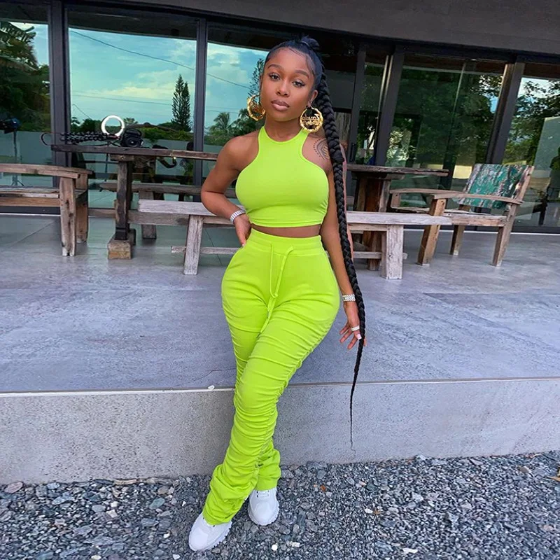 2021 New Fashion Crop Top Drawstring Hip Wrap Straight-Leg Sport wear Set Women 2 Piece Stack Pants, 4 colors
2021 New Fashion Crop Top Drawstring Hip Wrap Straight-Leg Sport wear Set Women 2 Piece Stack Pants, 4 colors