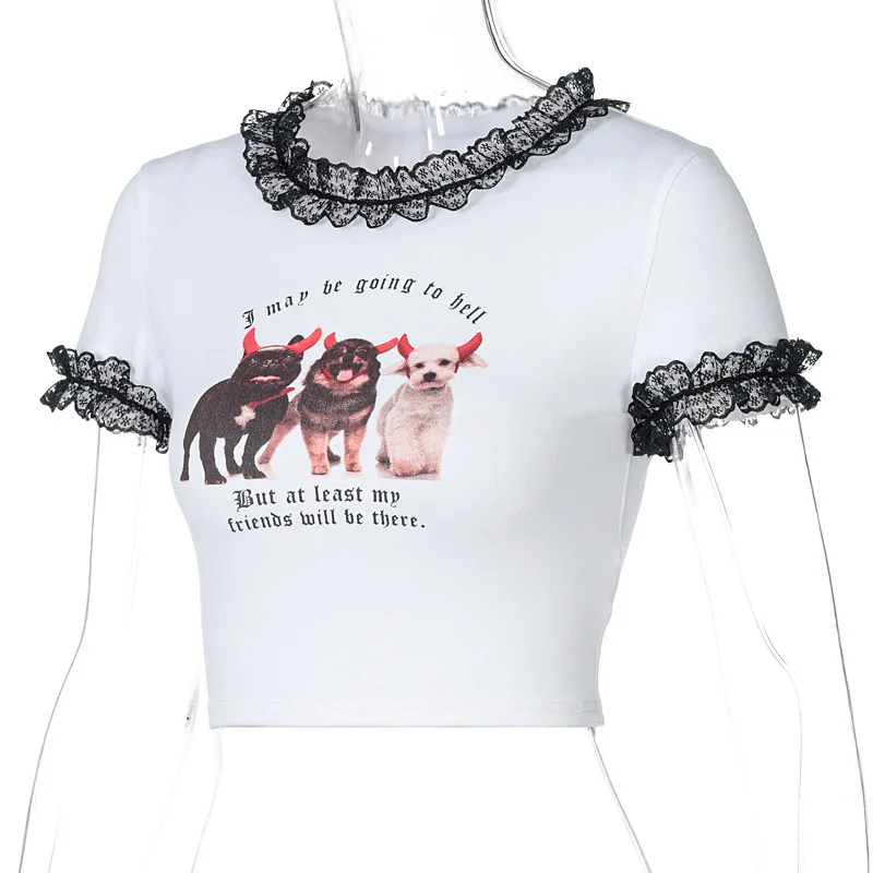 2021 Wholesale Cheap Dropshipping Printed Summer Stylish Sexy White Cotton Casual Graphic Plain Lace Blouse Crop Top T Shirt
2021 Wholesale Cheap Dropshipping Printed Summer Stylish Sexy White Cotton Casual Graphic Plain Lace Blouse Crop Top T Shirt