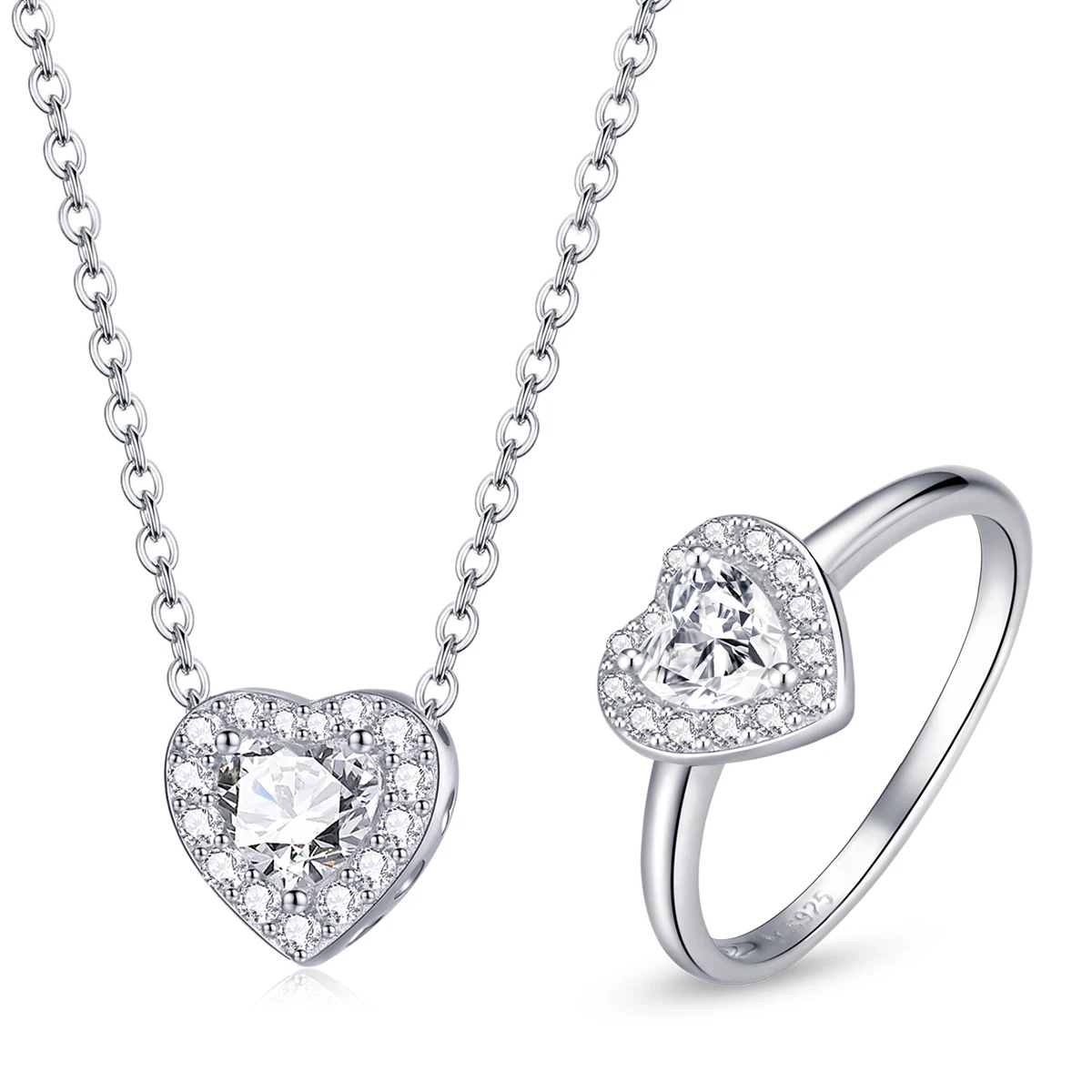 BAMOER 925 Sterling Silver Heart Stone Necklace Chain Ring Bright Love Jewelry Set CZ Wedding Engagement Fine Jewelry ZHS231
BAMOER 925 Sterling Silver Heart Stone Necklace Chain Ring Bright Love Jewelry Set CZ Wedding Engagement Fine Jewelry ZHS231