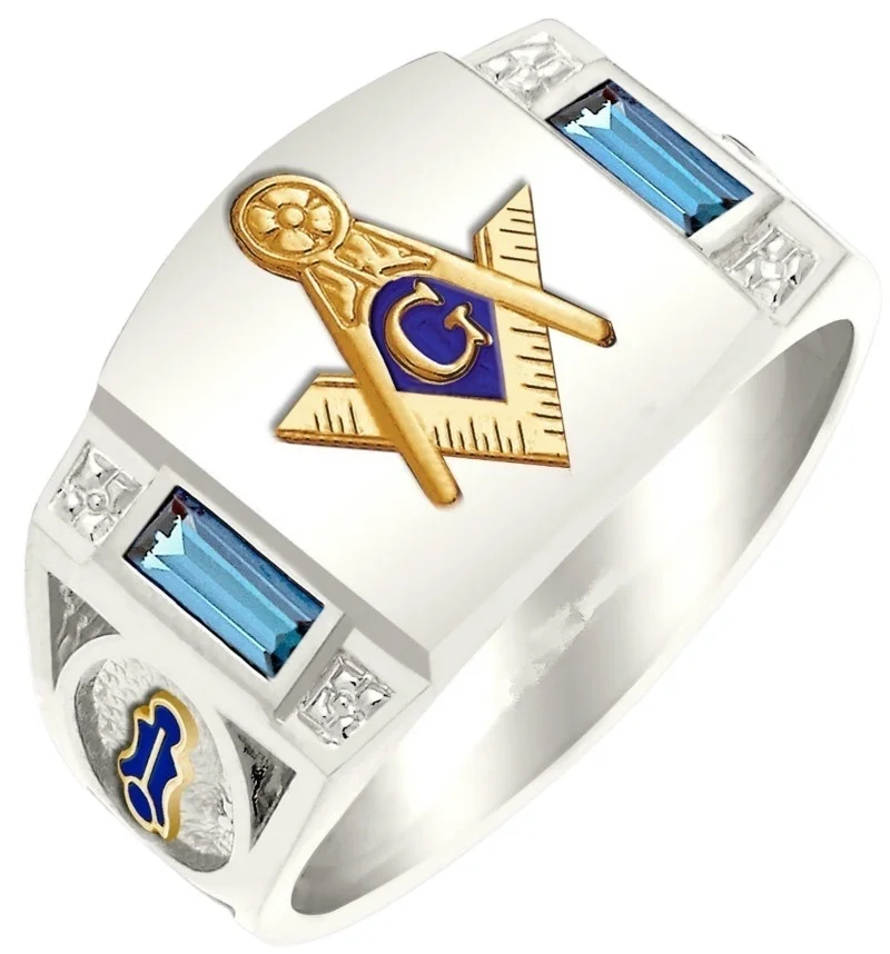 

fashion mens Retro Vintage Stye Masonic Religious AG Signet Stainless Steel Rings Party Statement Biker Ring, Silver