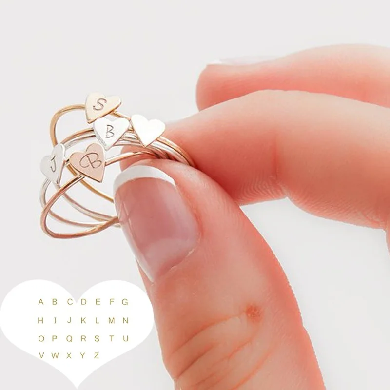 Wholesale Name A-Z 26 Letters Initial Rings for Women Jewelry Gold Finger Heart Rings
Wholesale Name A-Z 26 Letters Initial Rings for Women Jewelry Gold Finger Heart Rings