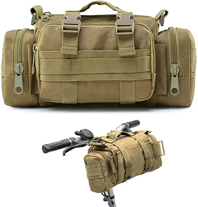 Multi-Purpose Tactical Bike Handlebar Bag 900D Nylon Waist Bag Heavy-Duty Water Resistant Outdoor Bicycle Pack, Customized color 
Multi-Purpose Tactical Bike Handlebar Bag 900D Nylon Waist Bag Heavy-Duty Water Resistant Outdoor Bicycle Pack, Customized color