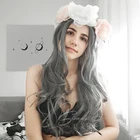 ZYR 130% Density Loose wave Synthetic Lace Front Wigs 1B/grey Heat Resistant Wigs With Natural Part Wig for Women 26 inch