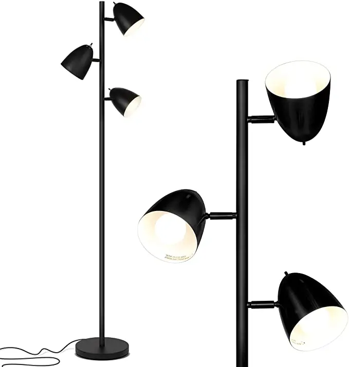 Adjustable 3 Light Tree Standing Tall Pole Lamp LED Reading Floor Lamp for Living Rooms & Bedroom