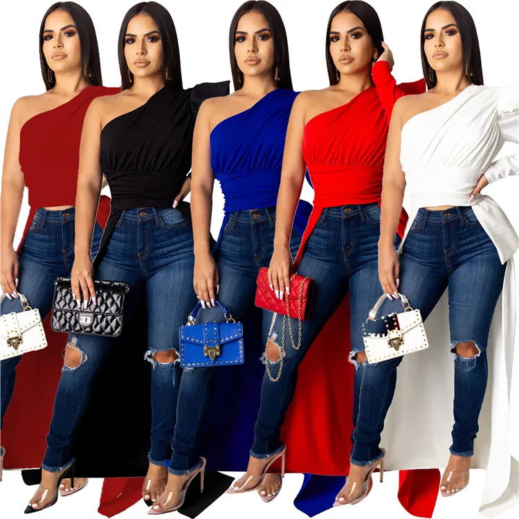 Sexy Slash Neck Skinny Stacked Plain Color Irregular Nipped Waists Clothing Summer Women Long Tops T Shirt, Black
Sexy Slash Neck Skinny Stacked Plain Color Irregular Nipped Waists Clothing Summer Women Long Tops T Shirt, Black
