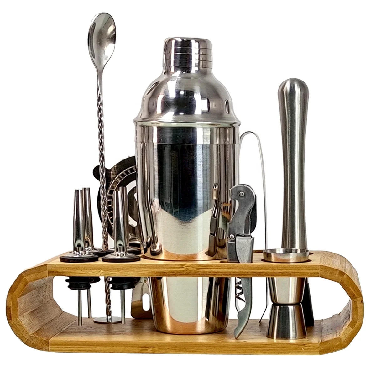 Wholesale Professional Stainless Steel Bar Tools Set Bartender Kit 12 Piece Cocktail Shaker Set with Stylish Bamboo Stand, Sliver / rose gold/rose /black/rainbow/ customzied
Wholesale Professional Stainless Steel Bar Tools Set Bartender Kit 12 Piece Cocktail Shaker Set with Stylish Bamboo Stand, Sliver / rose gold/rose /black/rainbow/ customzied