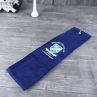 Wholesale terry velour soft golf towels plain dyed embroidered golf towel with hook