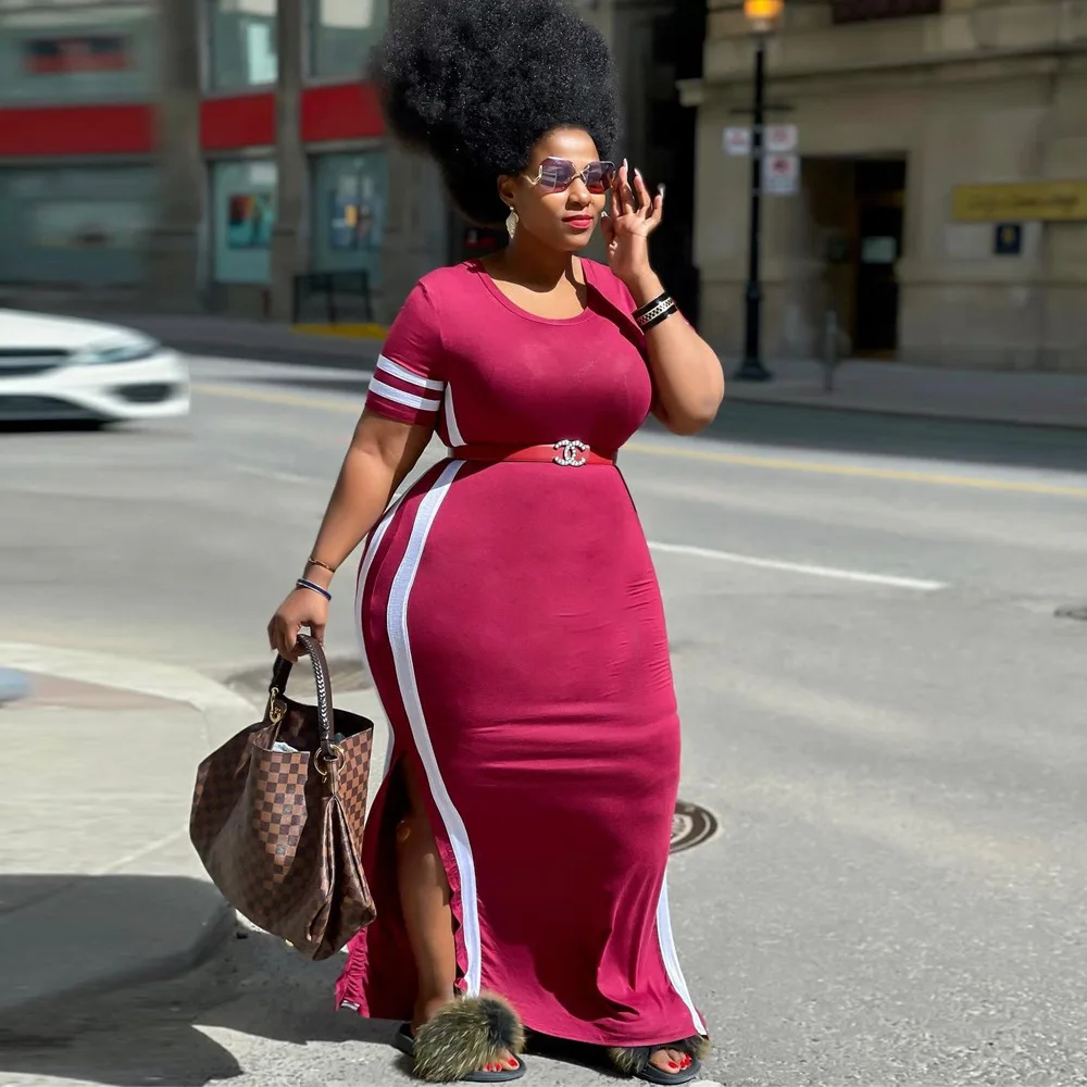 New Stylish 5xl Plus Size Dresses Round Neck Short Sleeve Stripes Casual Black Bodycon Maxi Dress For Women, Picture color
New Stylish 5xl Plus Size Dresses Round Neck Short Sleeve Stripes Casual Black Bodycon Maxi Dress For Women, Picture color