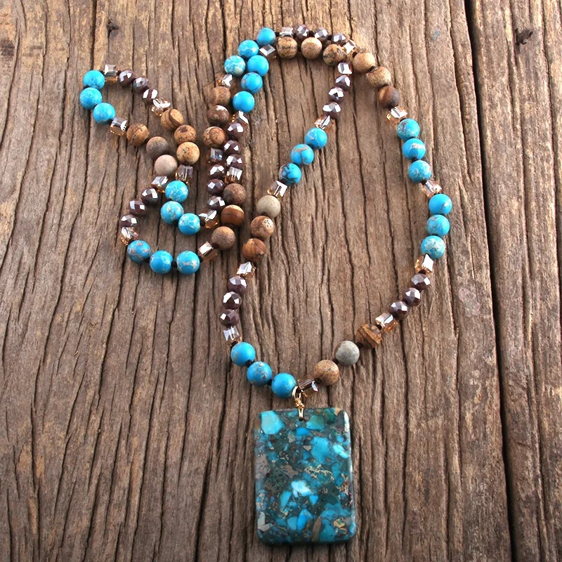 Fashion Bohemian Jewelry Natural Stones Crystal Glass Necklace Rectangle Stone Pendant Necklaces For Women Boho Gift
Fashion Bohemian Jewelry Natural Stones Crystal Glass Necklace Rectangle Stone Pendant Necklaces For Women Boho Gift