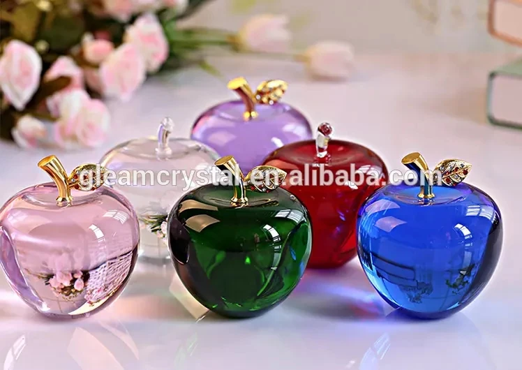 natural color red glass crystal apple for christmas gifts