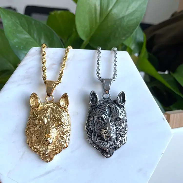 Hip Hop Silver Gold Plated Animal Wolf Pendant Jewelry Stainless Steel Men Necklace Wolf Head Pendant Necklaces
Hip Hop Silver Gold Plated Animal Wolf Pendant Jewelry Stainless Steel Men Necklace Wolf Head Pendant Necklaces