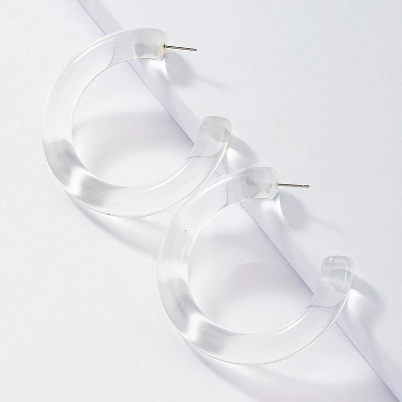 European Popular Resin Acrylic Transparent Circle Hoop Earrings Statement Resin C Shape Hoop Earrings, As picture
European Popular Resin Acrylic Transparent Circle Hoop Earrings Statement Resin C Shape Hoop Earrings, As picture