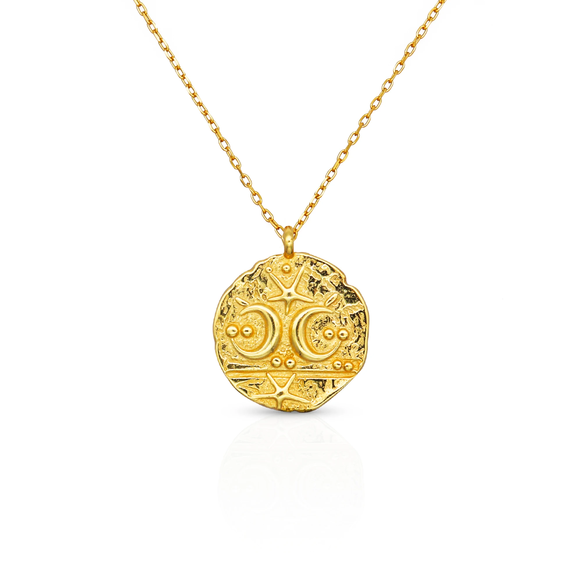 Chris April wholesale 925 sterling silver simple gold plated Irregular star and moon coin pendant necklace
Chris April wholesale 925 sterling silver simple gold plated Irregular star and moon coin pendant necklace