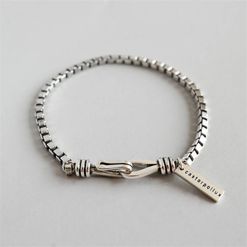 Retro Fashion S925 Thai Silver Plated Custom Logo Friendship Box Clasp Chain Bracelet Women, As picture
Retro Fashion S925 Thai Silver Plated Custom Logo Friendship Box Clasp Chain Bracelet Women, As picture