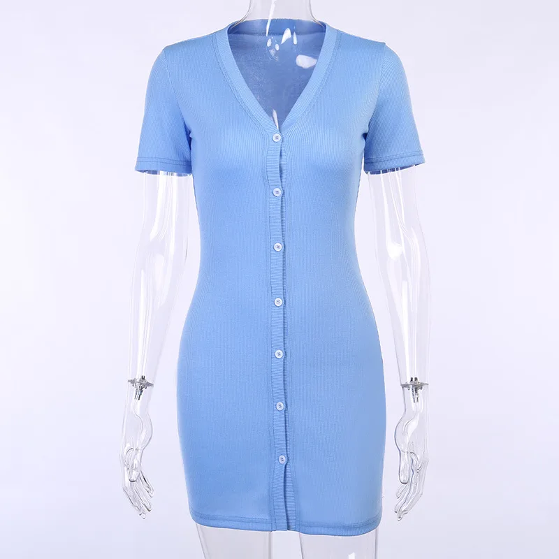 2020 new arrivals summer collection short sleeve V neck women knitted sexy bodycon casual dresses for ladies
2020 new arrivals summer collection short sleeve V neck women knitted sexy bodycon casual dresses for ladies