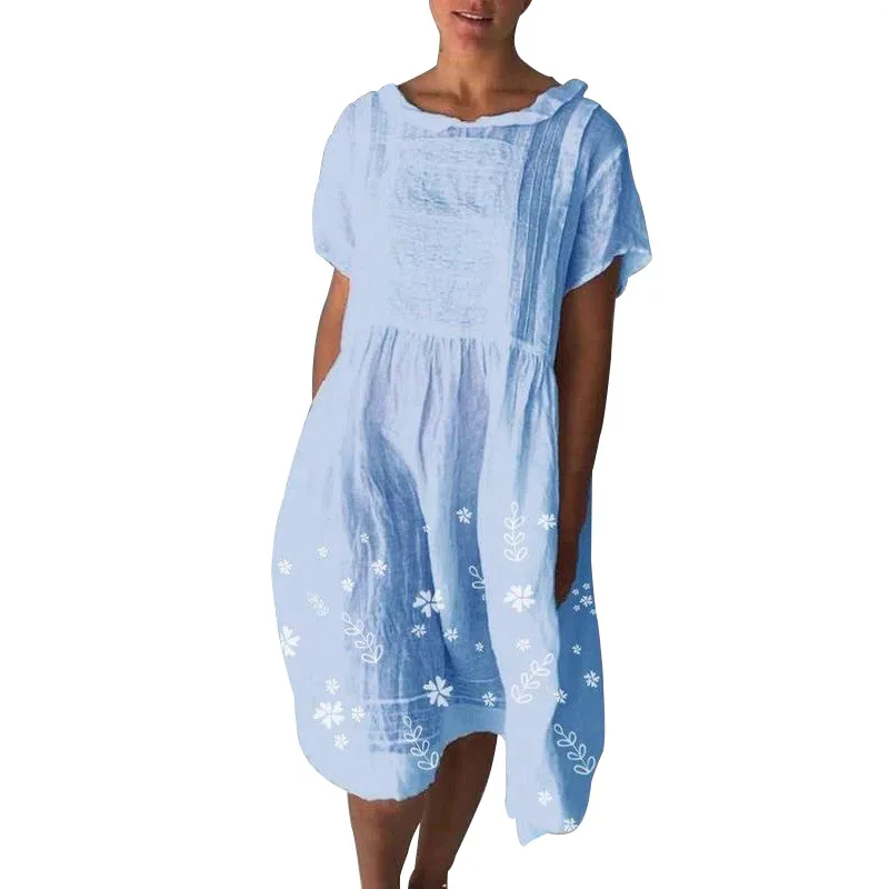 Summer European and American Women's Short-sleeved Skirts In Long Embroidered Dresses
Summer European and American Women's Short-sleeved Skirts In Long Embroidered Dresses