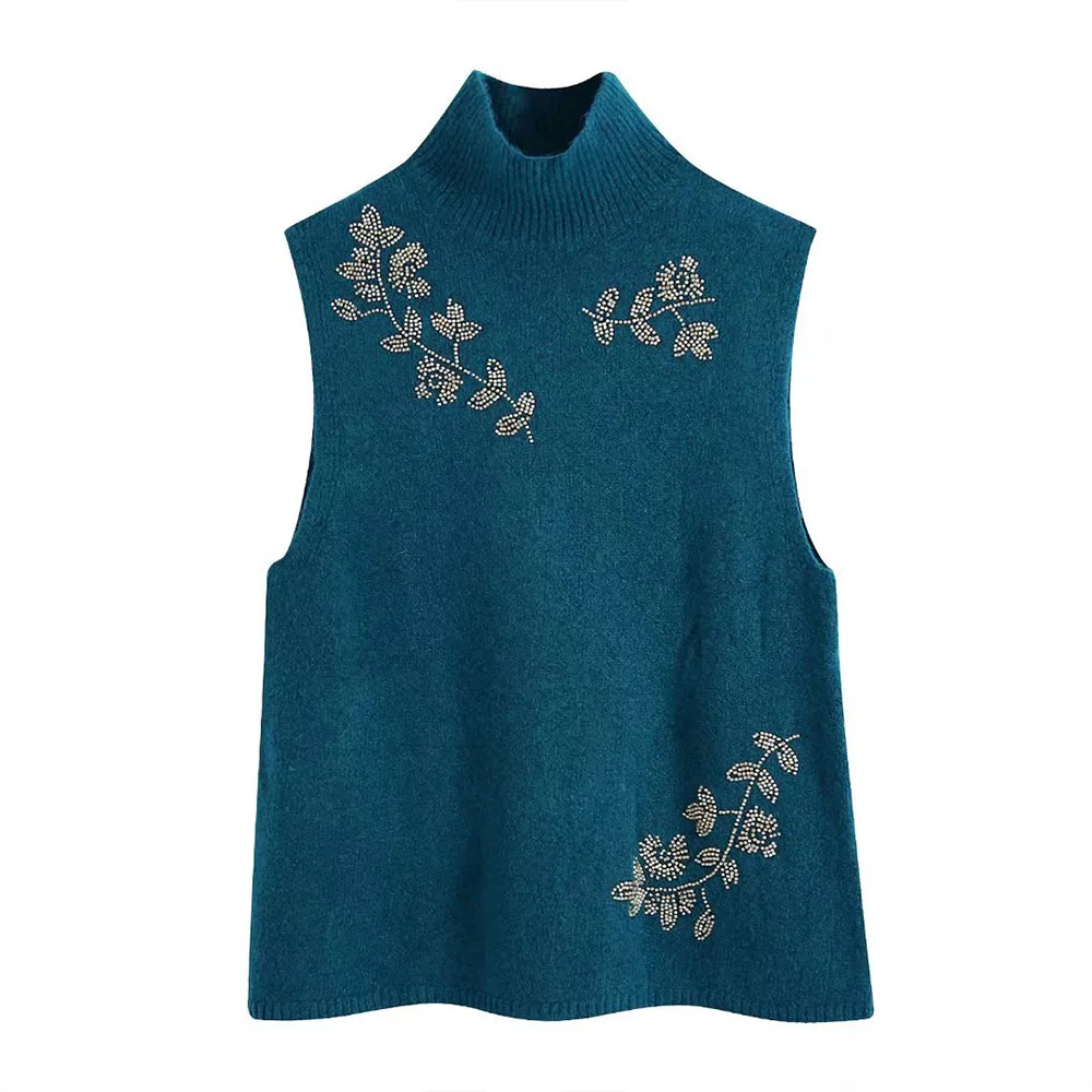 Za Women 2021 New Sweet Fashion Beaded Knitted Cropped Vest Sweater Vintage High Neck Sleeveless Female Waistcoat Chic Tops, Picture color
Za Women 2021 New Sweet Fashion Beaded Knitted Cropped Vest Sweater Vintage High Neck Sleeveless Female Waistcoat Chic Tops, Picture color