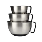 Stainless Steel Non-Slip Mixing Bowls With Pour Spout and Handle , Nesting Set of 3