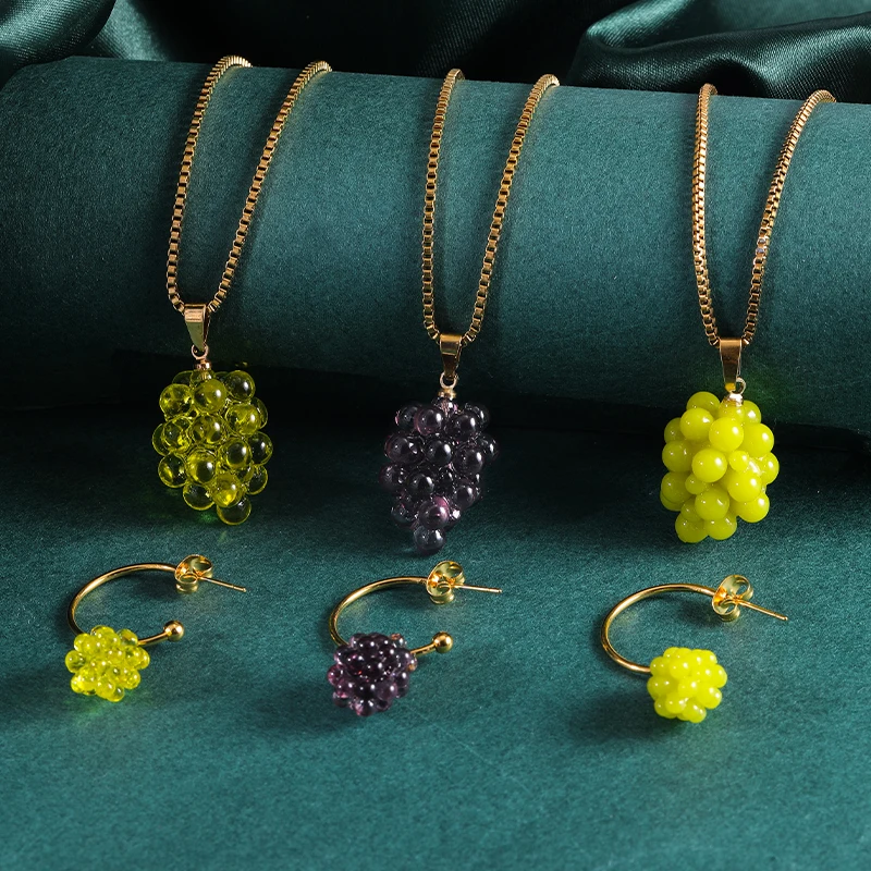 HOVANCI Purple Fruit Grape Pendant Necklace And Hoop Earring Stainless Steel Jewelry Set For Lady Girls
HOVANCI Purple Fruit Grape Pendant Necklace And Hoop Earring Stainless Steel Jewelry Set For Lady Girls