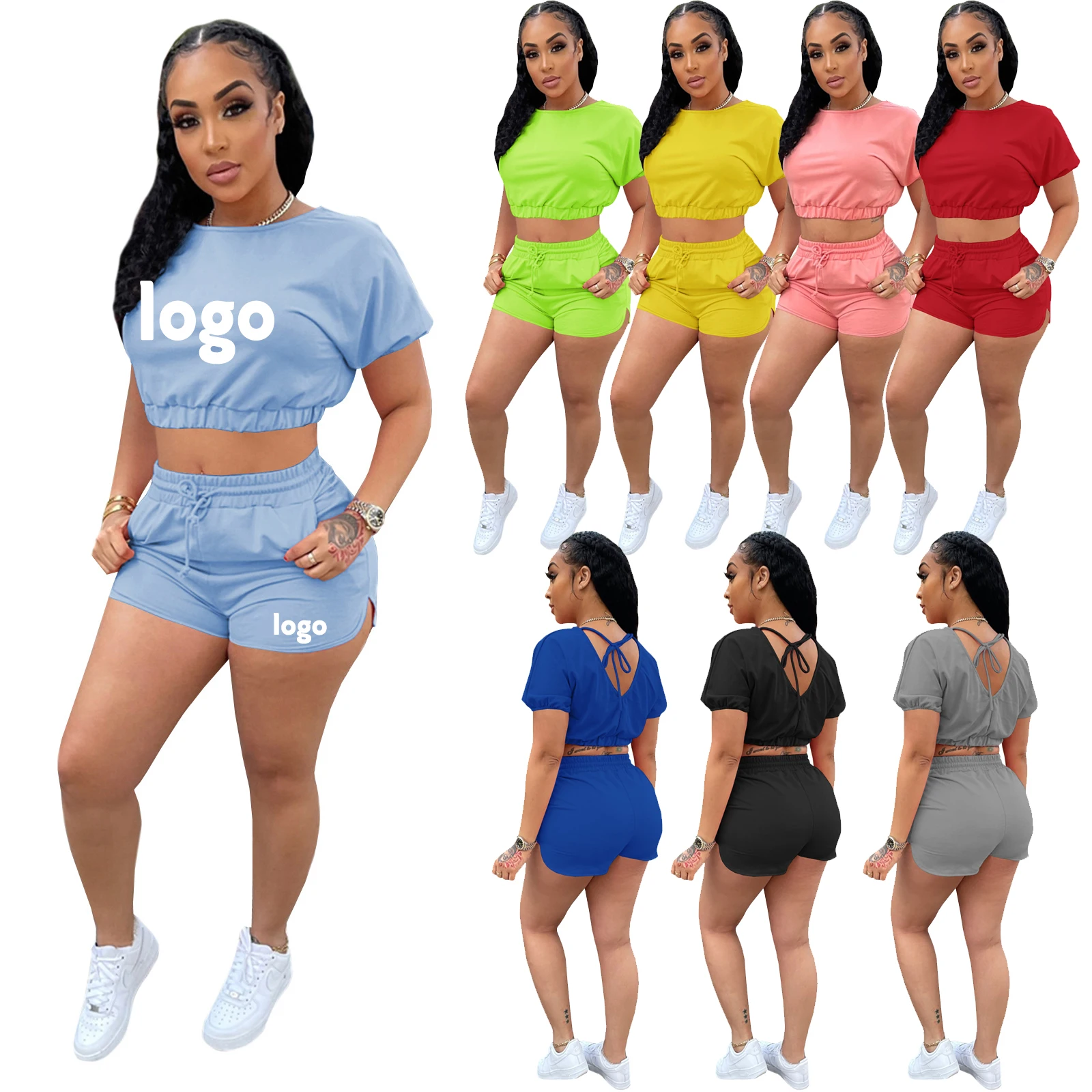 Newest Design Women Jogger 2 Piece Sets 2022 Summer Custom Logo Crop Tops Shorts Casual Sports Outfits, 8 colors
Newest Design Women Jogger 2 Piece Sets 2022 Summer Custom Logo Crop Tops Shorts Casual Sports Outfits, 8 colors