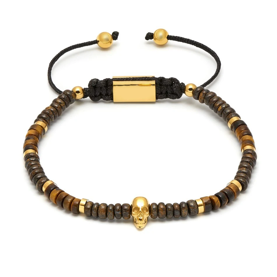 Unisex Weaving Beaded Adjustable Gold Skull Skeleton Charm Men Jewelry Tiger Eyes Brown Beads Bracelet, Picture
Unisex Weaving Beaded Adjustable Gold Skull Skeleton Charm Men Jewelry Tiger Eyes Brown Beads Bracelet, Picture